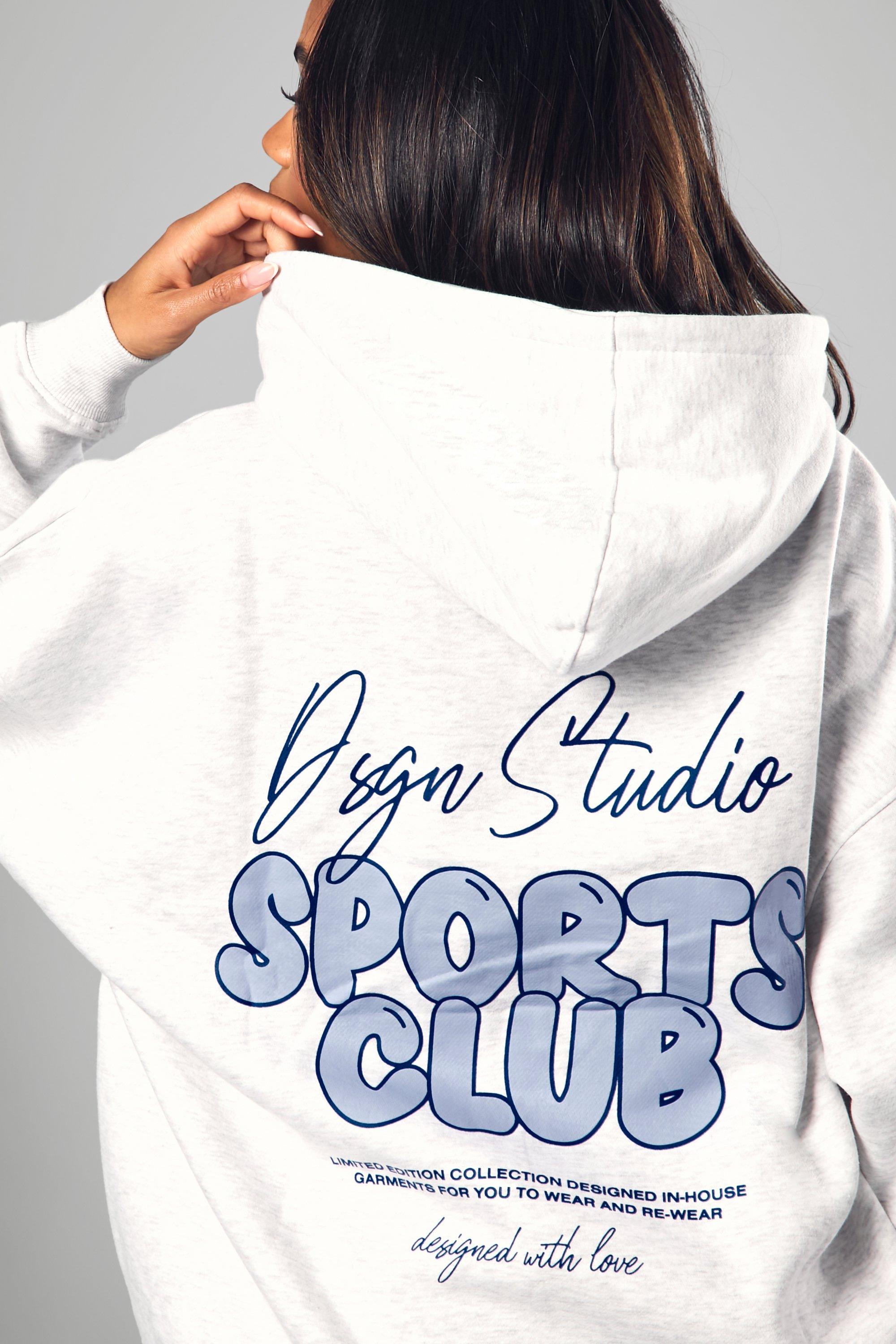 Ash Grey Dsgn Studio Sports Bubble Slogan Oversized Hoodie